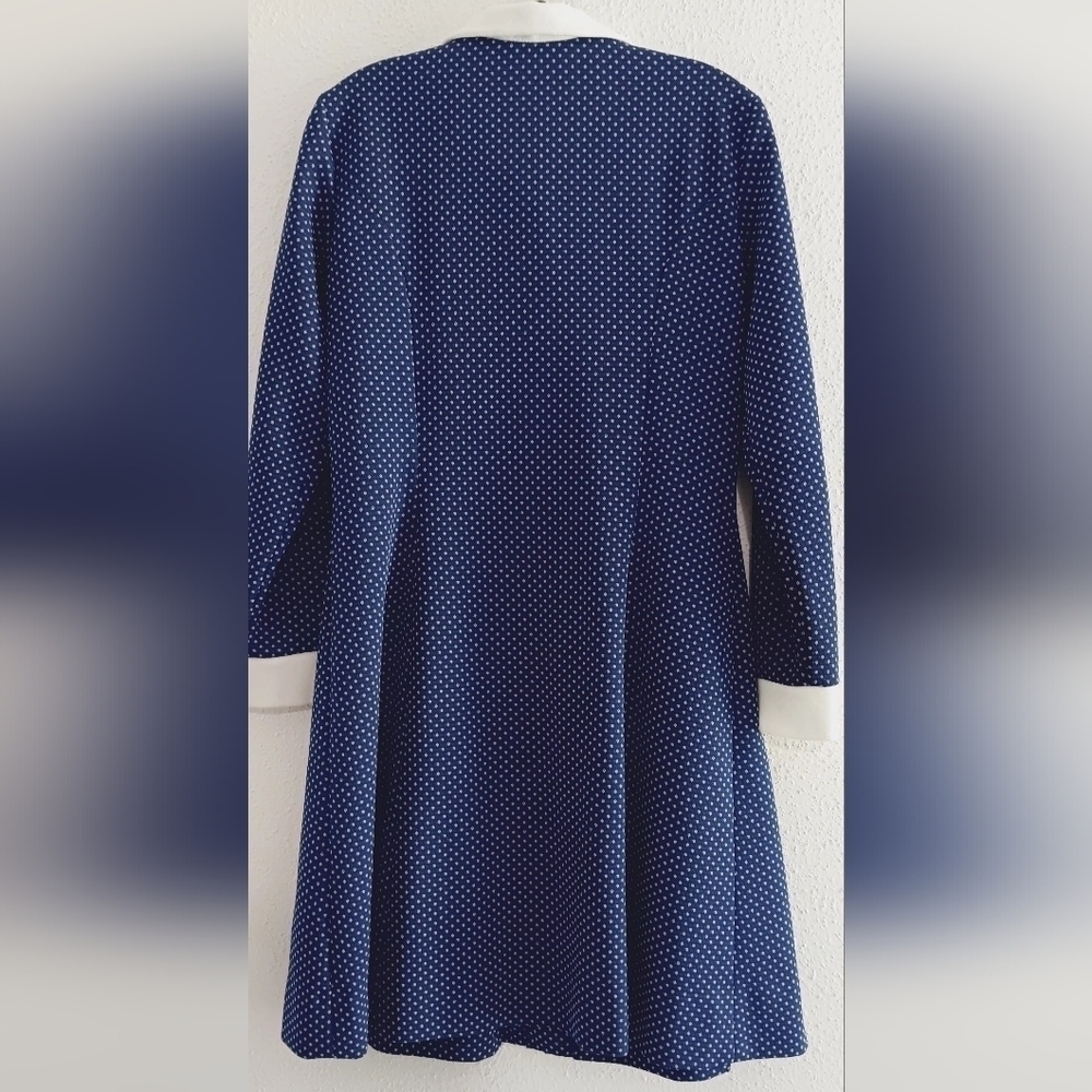 Vintage SEARS The Fashion Place Blue  The Shirtdress vintage polka dot size S-M - Picture 6 of 15